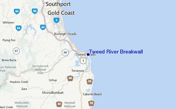 Tweed River Breakwall Location Map