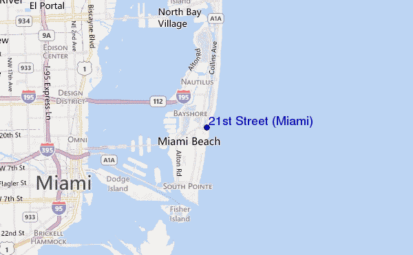 mapa de ubicación de 21st Street (Miami)