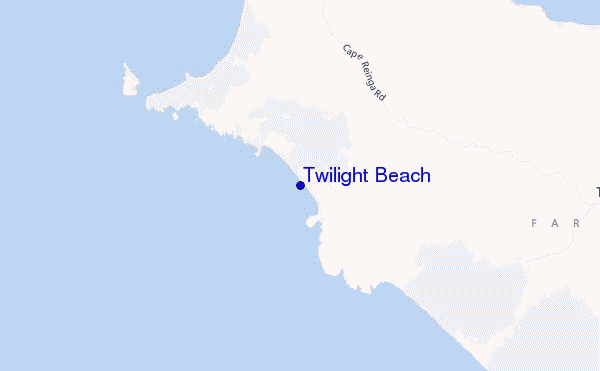 mapa de ubicación de Twilight Beach