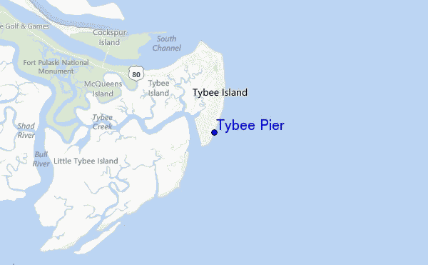 mapa de ubicación de Tybee Pier