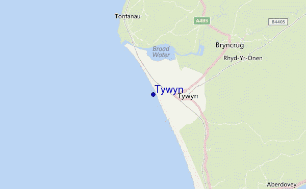 mapa de ubicación de Tywyn
