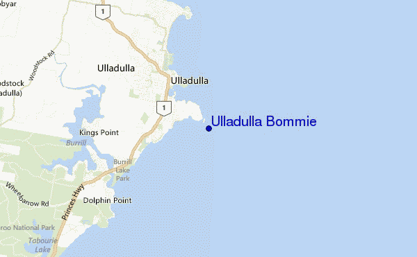 mapa de ubicación de Ulladulla Bommie