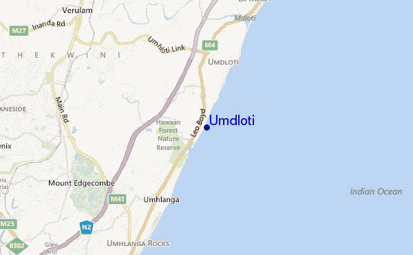mapa de ubicación de Umdloti