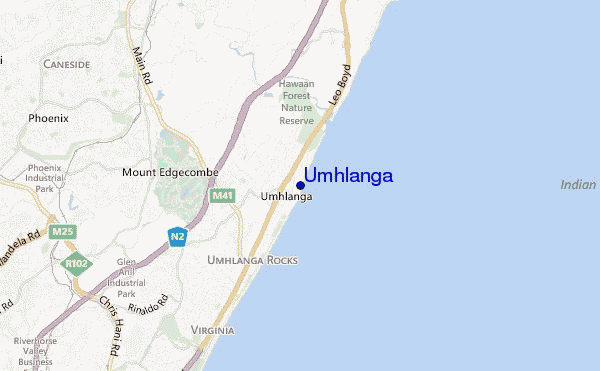 mapa de ubicación de Umhlanga