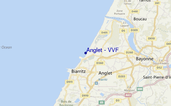 mapa de ubicación de Anglet - VVF