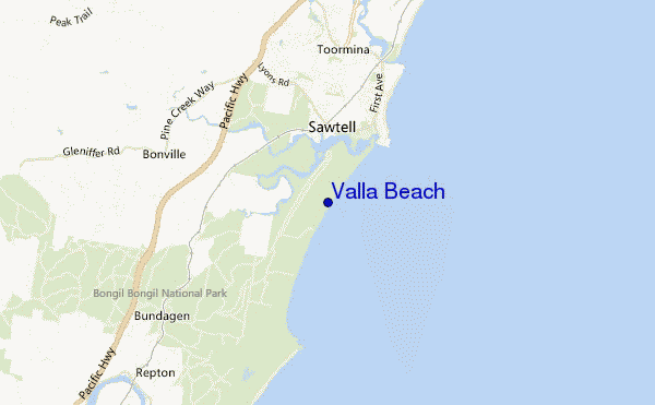 mapa de ubicación de Valla Beach
