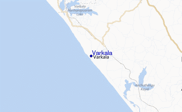 mapa de ubicación de Varkala