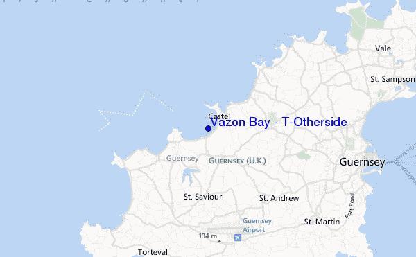 mapa de ubicación de Vazon Bay - T'Otherside