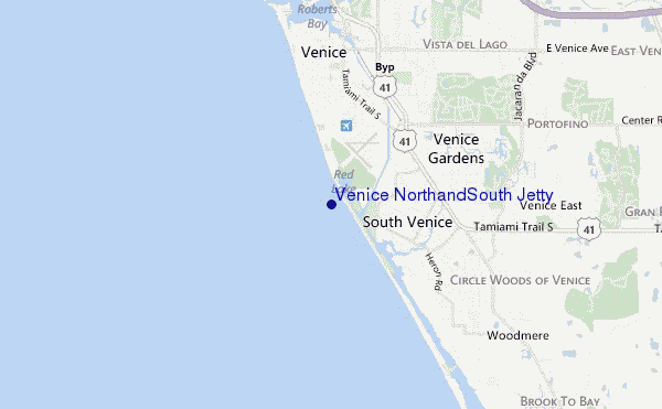mapa de ubicación de Venice North and South Jetty