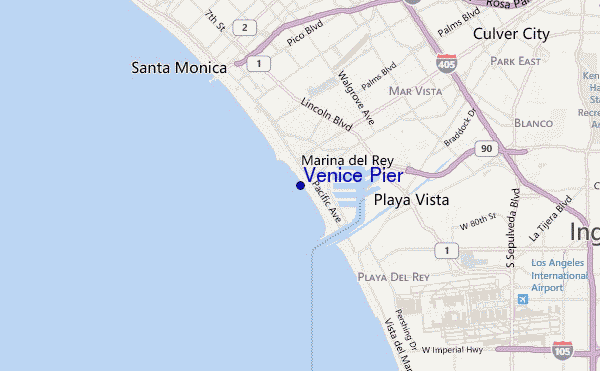 mapa de ubicación de Venice Pier