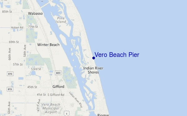 mapa de ubicación de Vero Beach Pier