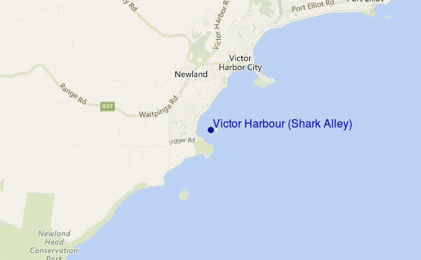 mapa de ubicación de Victor Harbour (Shark Alley)