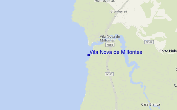 mapa de ubicación de Vila Nova de Milfontes