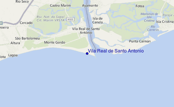 mapa de ubicación de Vila Real de Santo Antonio