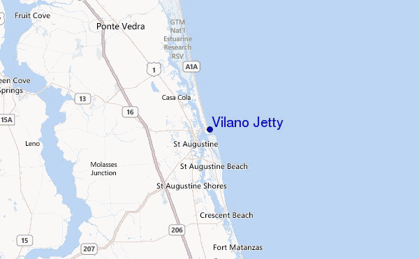 Vilano Jetty Location Map