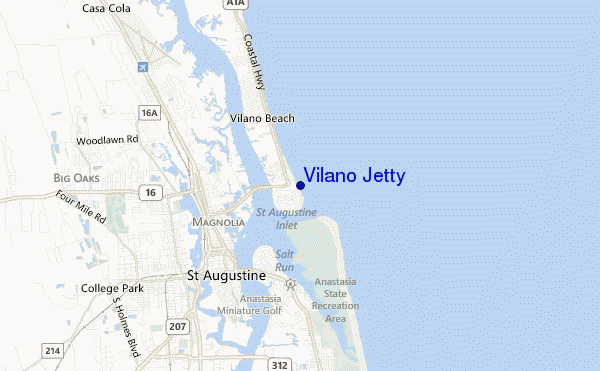 mapa de ubicación de Vilano Jetty