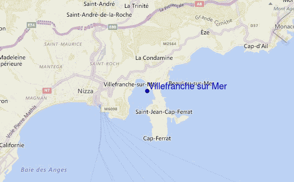 mapa de ubicación de Villefranche sur Mer