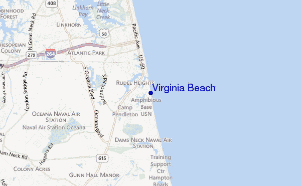 mapa de ubicación de Virginia Beach
