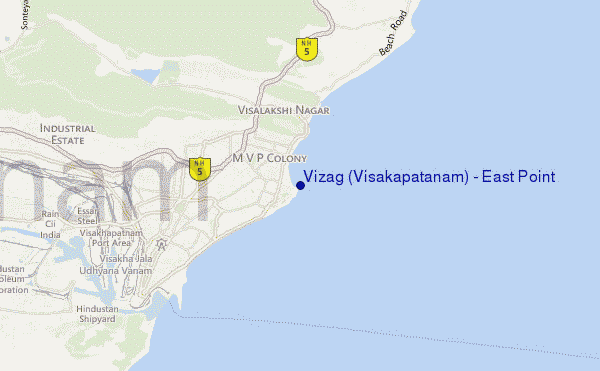 mapa de ubicación de Vizag (Visakapatanam) - East Point