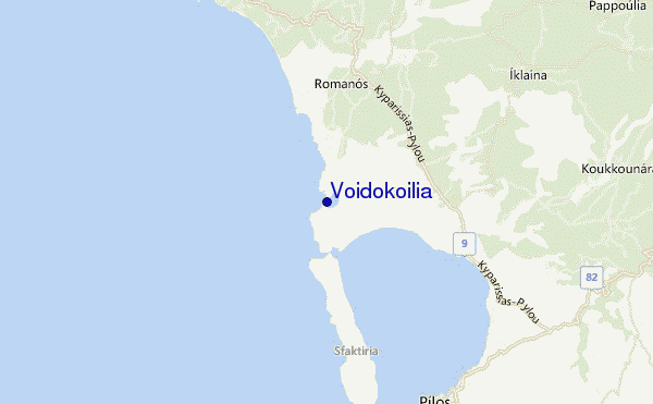mapa de ubicación de Voidokoilia