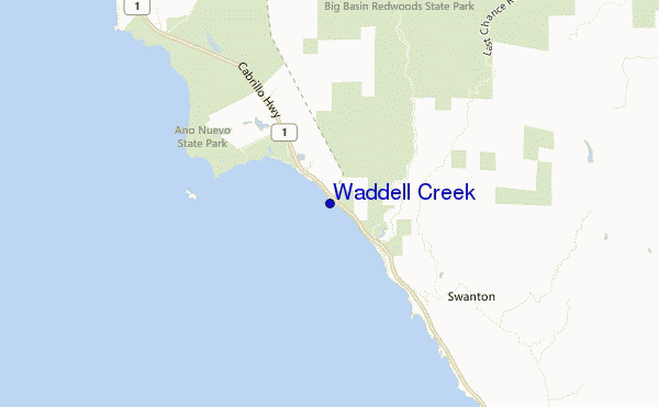 mapa de ubicación de Waddell Creek