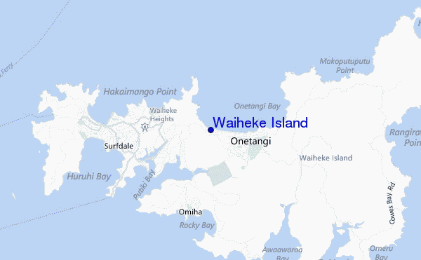 mapa de ubicación de Waiheke Island