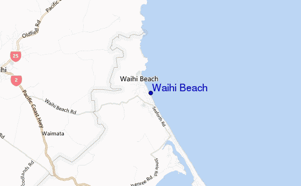 mapa de ubicación de Waihi Beach