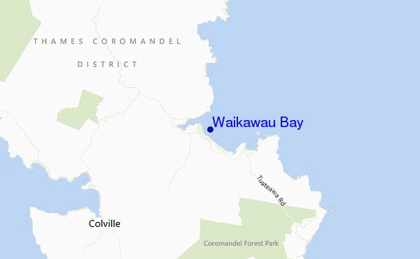 mapa de ubicación de Waikawau Bay