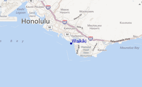 mapa de ubicación de Waikiki