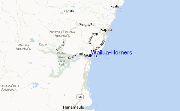 mapa de ubicación de Wailua/Horners