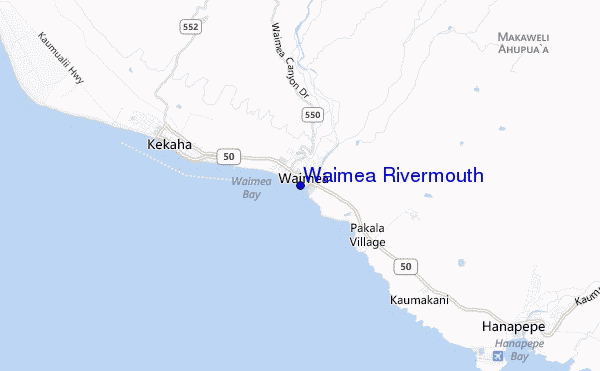 mapa de ubicación de Waimea Rivermouth