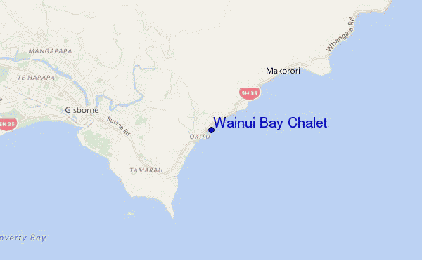 mapa de ubicación de Wainui Bay Chalet