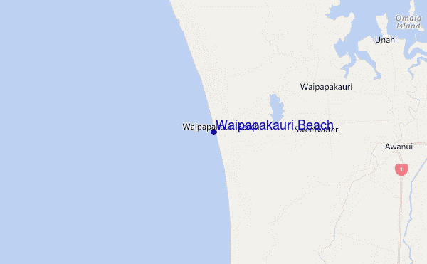 mapa de ubicación de Waipapakauri Beach