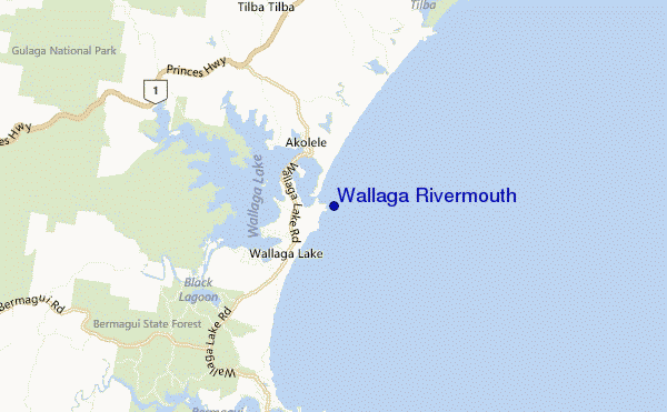 mapa de ubicación de Wallaga Rivermouth
