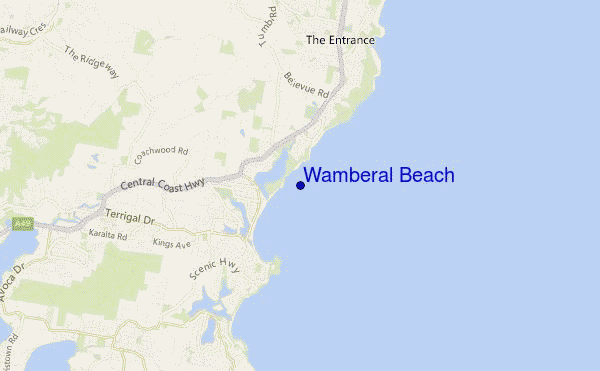 mapa de ubicación de Wamberal Beach