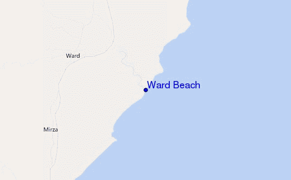 mapa de ubicación de Ward Beach