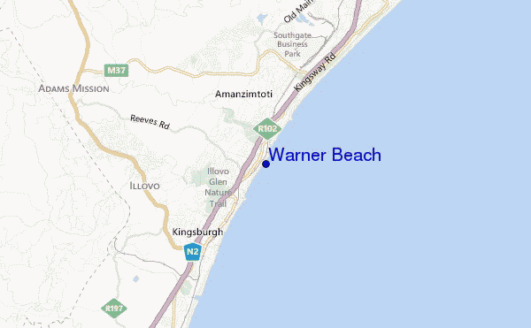 mapa de ubicación de Warner Beach
