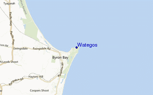mapa de ubicación de Wategos