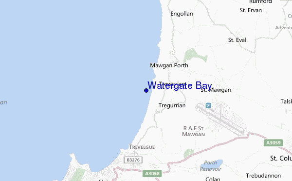 mapa de ubicación de Watergate Bay