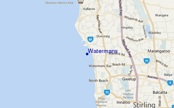 mapa de ubicación de Watermans