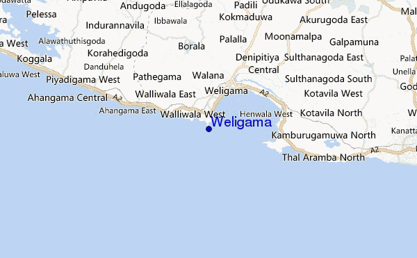 mapa de ubicación de Weligama