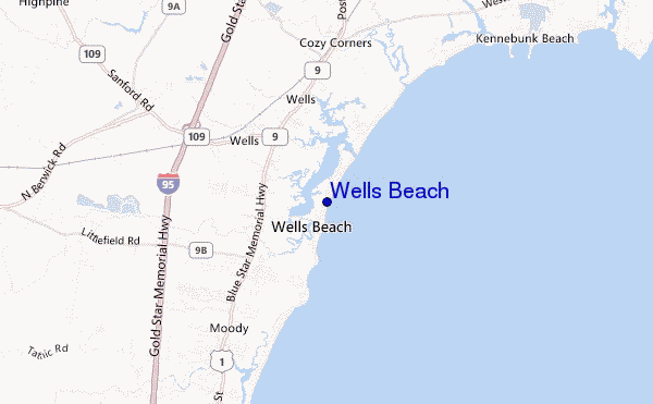mapa de ubicación de Wells Beach
