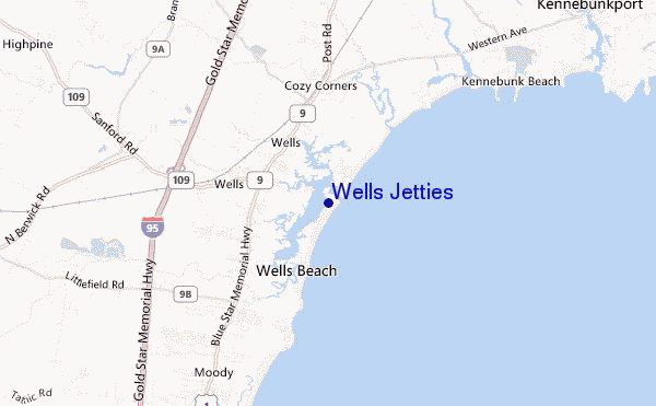 mapa de ubicación de Wells Jetties