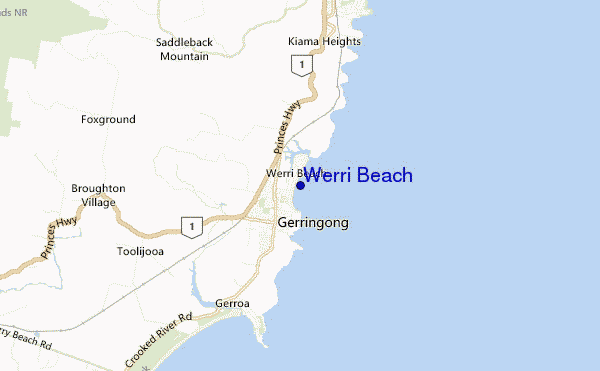 mapa de ubicación de Werri Beach
