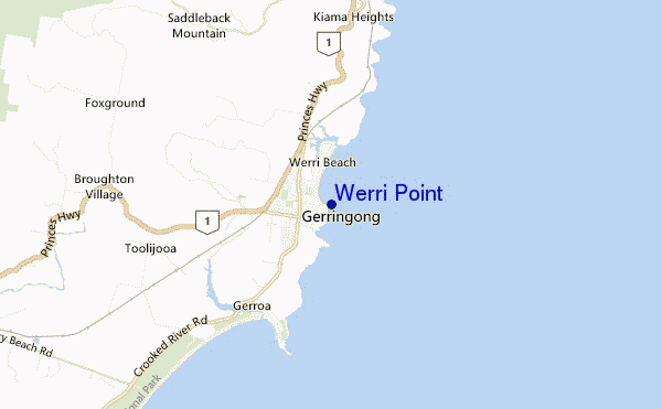 mapa de ubicación de Werri Point