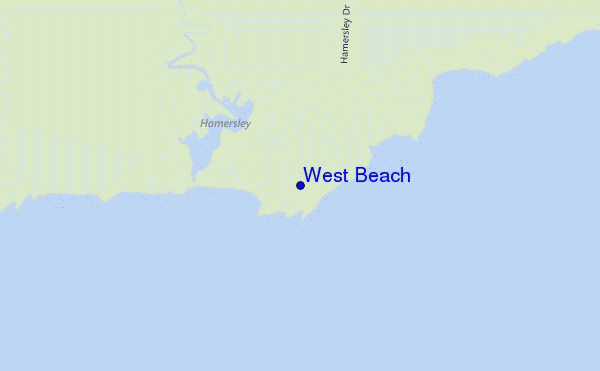 mapa de ubicación de West Beach