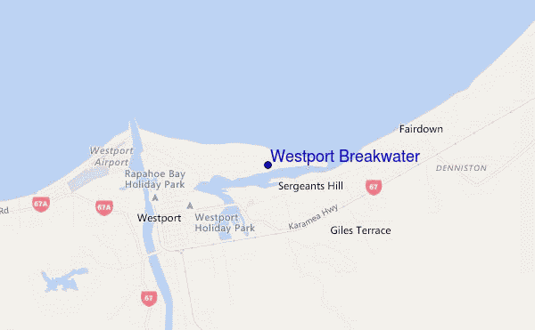 mapa de ubicación de Westport Breakwater