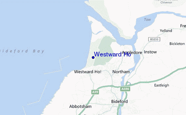 mapa de ubicación de Westward Ho