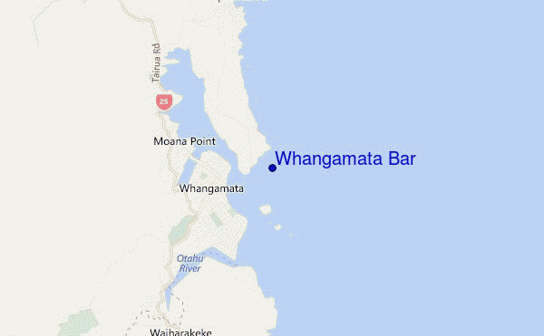 mapa de ubicación de Whangamata Bar