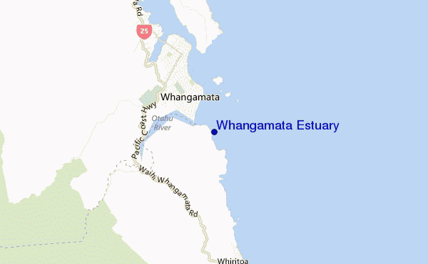 mapa de ubicación de Whangamata Estuary